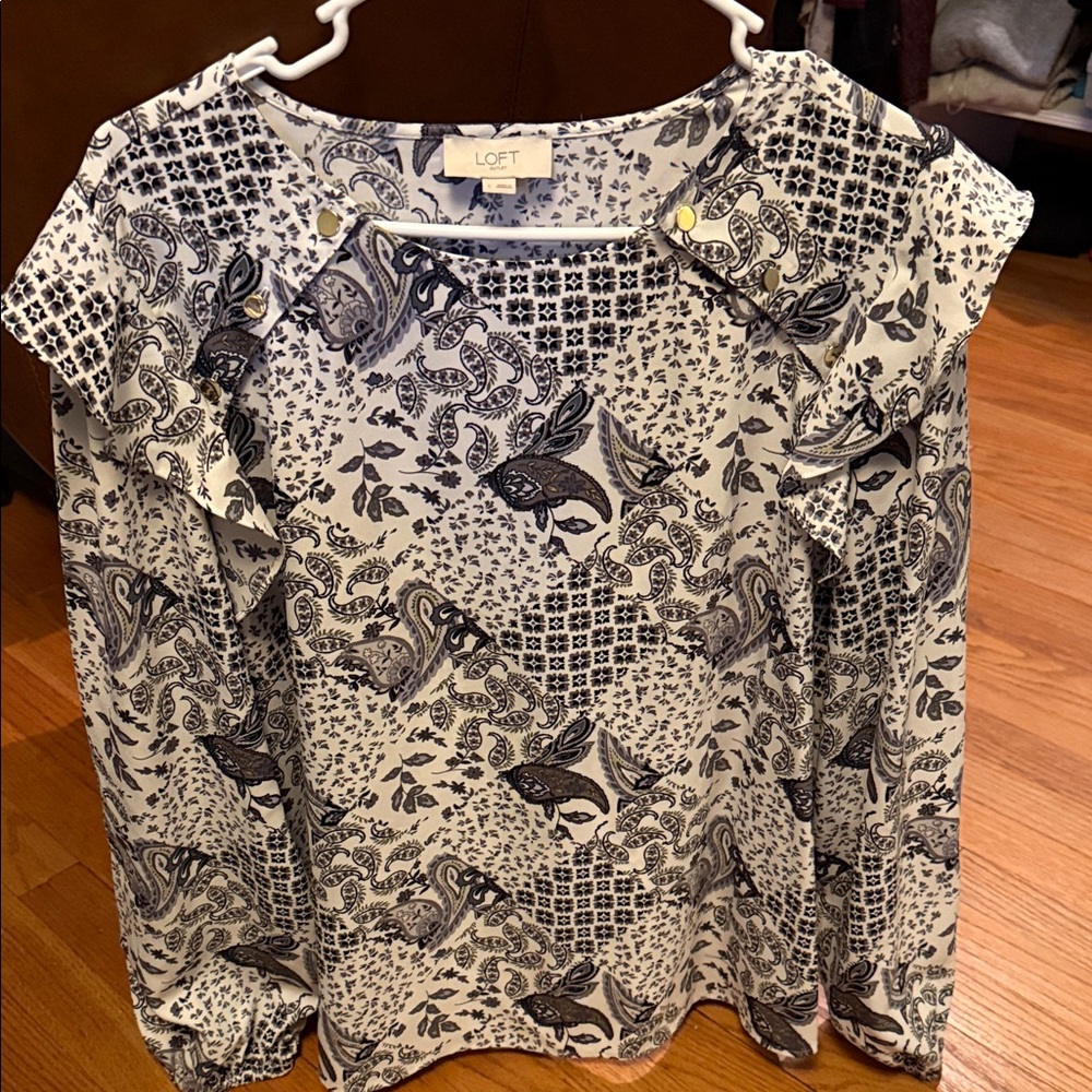 LOFT Women's Monochrome Paisley Blouse